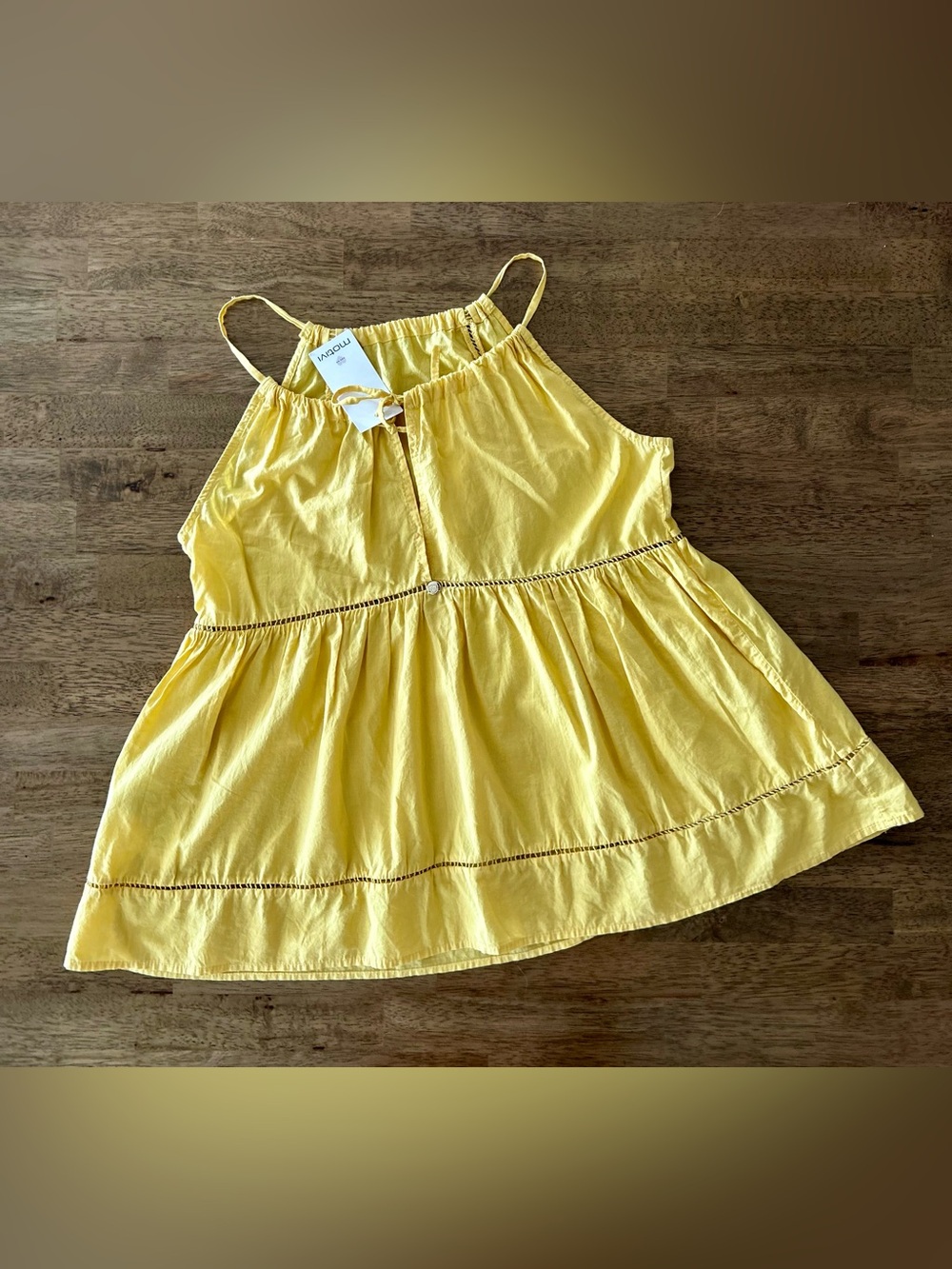 NWT Motivi Yellow Tiered Spaghetti-Strap Tank Top